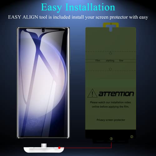 LYWHL 2 Pack for Samsung Galaxy S23 Ultra Privacy Screen Protector [Not Glass], Anti-Spy Full Adhesive Flexible Film for Galaxy S23 Ultra 6.8”, Compatible Fingerprint - Black - size: Samsung Galaxy S23 Ultra