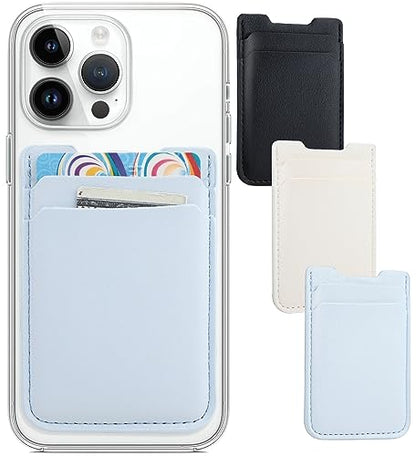 Fulgamo Phone Wallet Stick on,Card Holder for Phone Case,Phone Card Holder - color: Baby Blue,White,Black