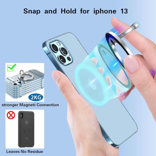 Magnetic Phone Ring Grip for MagSafe Phone Grip Finger Ring Holder Stand - color: Pink