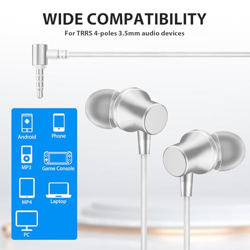 ASKUBSKU Wired Earbuds with Mic for School Chromebook Laptop PC, Silver - color: Silver