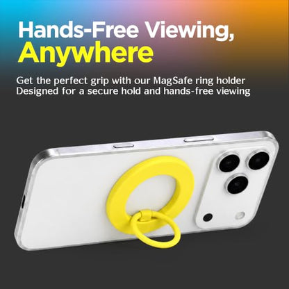 FELONY CASE - Neon Yellow MagSafe Ring Grip and Stand - Version 2.0 - Improved Stronger Magnet, Magnetic Phone Ring Holder for MagSafe Compatible iPhone 17, 16, 15, 14, 13,12, Pro Max- Drop Protection - color: Neon Yellow