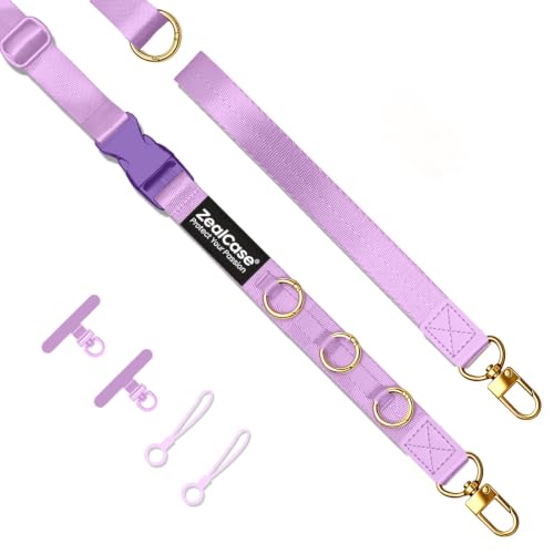 Cell Phone Lanyard Crossbody Built 3 Hooks & Anti-Slip Wrist Strap - color: Purple, size: Small: Width 0.79''/Length 35.54'' – 69.93''