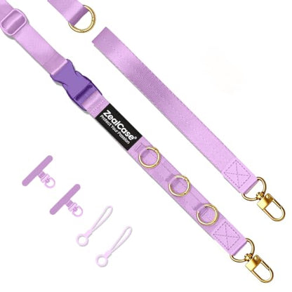 Cell Phone Lanyard Crossbody Built 3 Hooks & Anti-Slip Wrist Strap - color: Purple, size: Small: Width 0.79''/Length 35.54'' – 69.93''