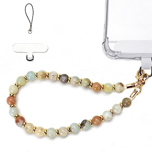 VICHUNHO Marble Beaded Phone Wrist Strap, Cellphone Lanyard with Tether Tab, Hands-Free Wristlet Bracelet - color: Amazonite