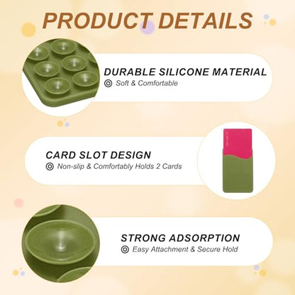uxcell 2 Pack Suction Phone Card Holder, Silicone Suction Cup Phone Grip Card Holder Mount with Card Slot for Cellphone, Dark Green - color: Dark Green