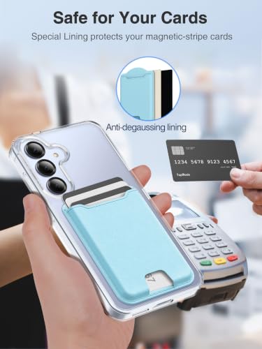 TopMade for MagSafe Wallet, 4 Cards Holder, Strongest Magnetic Phone Wallet - color: Baby Blue