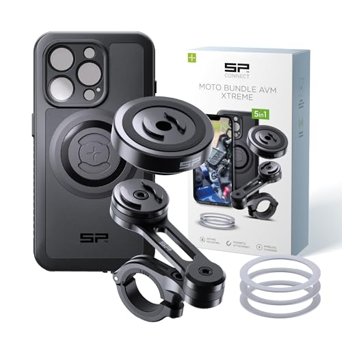 SP CONNECT Moto Bundle II AVM Xtreme | SPC+ |Compatible with iPhone 15 Pro | Phone Mount for Motorcycle | Motorcycle Phone Holder | Handlebars - style: for iPhone 15 Pro