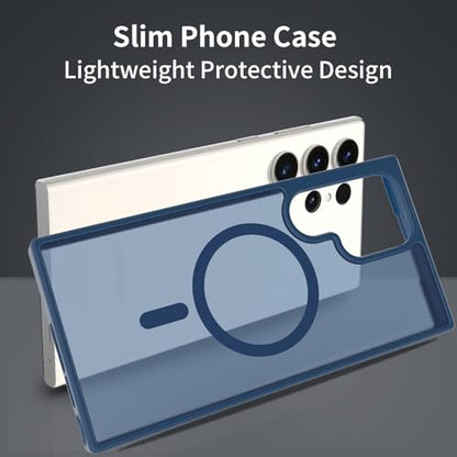 for Samsung Galaxy S23 Ultra Case Magnetic, Compatible with Magsafe 6.8 Inches Slim Fit Heavy Duty Protection Wireless Charging Lightweight Shockproof Anti-Slip Protective Phone Cover, Blue - color: Blue Magnetic