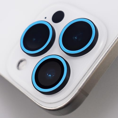 Luminous Camera Lens Protector for iPhone 16 Pro / 16 Pro Max Metal Ring Tempered Glass Glow in The Dark Lens Cover (3PCS) (Blue, for iPhone 16 Pro/16 Pro Max) - color: Blue
