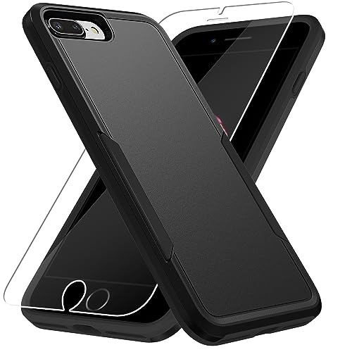 for iPhone 7/8 Plus Case, with HD Screen Protector,[Military Grade Drop Tested] Heavy-Duty Tough Rugged Shockproof Protective Phone Case for iPhone 7/8 Plus 5.5”, Black - color: Black
