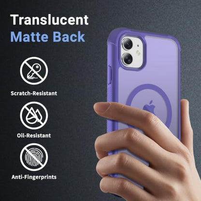 jaroco Magnetic for iPhone 11 Case Heavy Duty Protection Dark Purple | Compatible with MagSafe,Military Grade Drop Protection,Translucent Matte,Non-Slip,Shockproof 2-Layer Durable Bumper Case - color: Dark Purple, size: iPhone 11