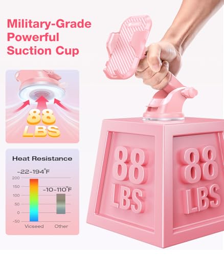 VICSEED [True Strongest Suction [Rally Racing-Grade Stability] Phone Holders for Your Car 2026 Upgraded Car Phone Holder Mount Truck Stand Cradle for iPhone Samsung All Phones, Pink - color: PInk