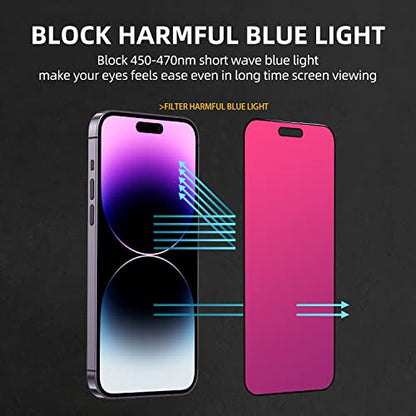 EGKimBa Privacy Screen Protector Compatible with iPhone 14 Pro Max, iPhone 16 Plus, 15 Plus, 6.7 inch Gradient Colorful Electroplated Anti-Spy Anti-Blue Light Tempered Glass - size: iPhone 14 Pro Max, 15 Plus, 16 Plus