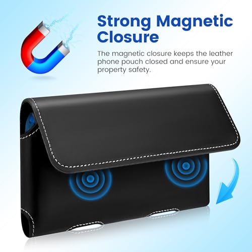 Gcepls Universal Cowhide Leather Phone Holster with Belt Clip Compatible with Samsung Galaxy S25 Ultra,S24 Ultra, S23 Ultra,S22 Ultr,S21 Ultra,S20 Ultra(Black, X-Large, Fit Thin Case On) - color: Black, size: X-Large(6.89x3.55x0.71”)