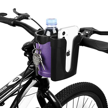 Accmor 3-in-1 Bike Cup Holder with Cell Phone Keys Holder, Bike Water Bottle Holders, Universal Bar Drink Cup Can Holder for Bicycles, Motorcycles, Scooters, Black Purple - color: Black Purple