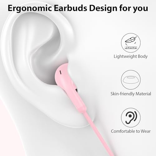 USB C Earbuds Headphones for iPad 10th Gen for iPhone Duo 18 Pro 17 15 Pink - color: Pink