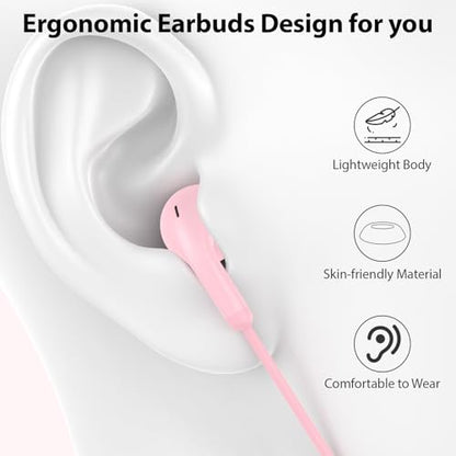USB C Earbuds Headphones for iPad 10th Gen for iPhone Duo 18 Pro 17 15 Pink - color: Pink