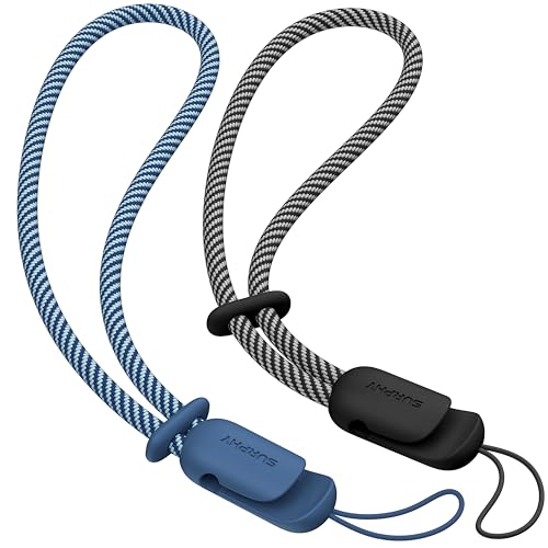 SURPHY 2 Pack Phone Lanyard, Phone Wrist Strap for Case, Camera Wrist Strap - color: Black & Blue Jay