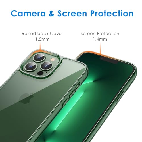 JETech Case for iPhone 13 Pro 6.1-Inch, Non-Yellowing Shockproof Phone Bumper Cover, Anti-Scratch Clear Back (Alpine Green) - color: Alpine Green