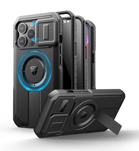 Dexnor for iPhone 13 Pro Case with Slide Camera Cover & Adjustable Kickstand & Privacy Screen Protector, Compatible with MagSafe Rugged Bumper Case Magnetic Protective Cover 6.1 Inch,Black - color: Privacy Black, size: IPhone 13 Pro