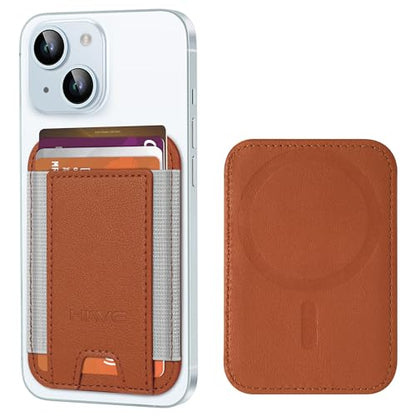 HiWe for MagSafe Wallet, 7 Cards Holder for Phone Case, RFID Blocking - color: Brown Wallet - Grey Band