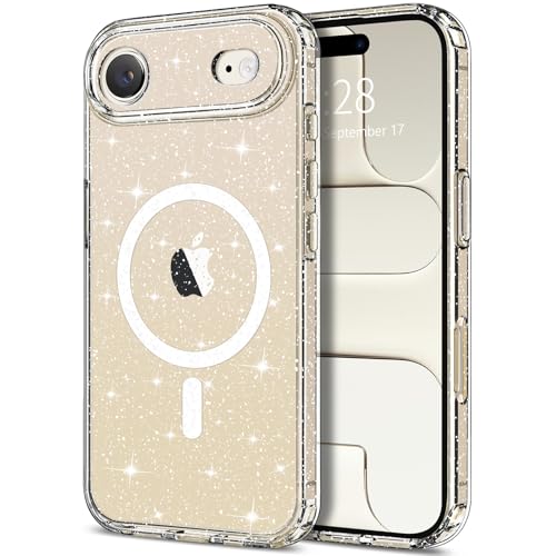 Hython for iPhone Air Case Glitter, Clear Glitter Sparkly Shiny Bling Sparkle Cute Cover, Anti-Scratch Soft TPU Thin Slim Fit Shockproof Protective Phone Cases Women Girls, Magnetic Clear - color: Magnetic Clear, size: For Iphone Air - 6.5 Inch