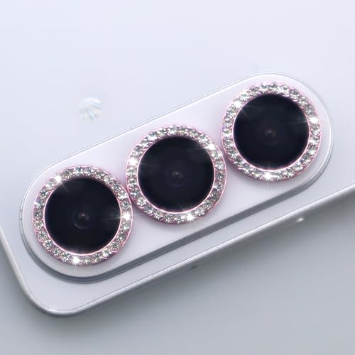 for Samsung Galaxy S26 / S26 Plus Camera Lens Protector, Bling Diamond Metal Ring Tempered Glass Lens Cover, Sparkly Rhinestone Accessories (Pink) - color: Pink