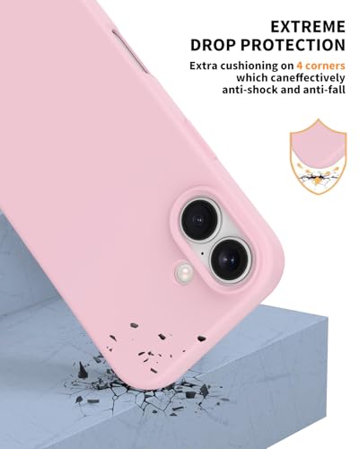 Compatible with iPhone 17 Case, Shockproof Liquid Silicone Protective Phone Case with Soft Anti-Scratch Microfiber Lining Ultra Slim Drop Protection Phone Cover (Pink) - color: Pink, size: for iPhone 17