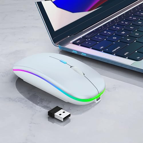 WREANU Wireless Bluetooth Mouse, Rechargeable Laptop Mice,White - color: White Wireless Bluetooth Mouse