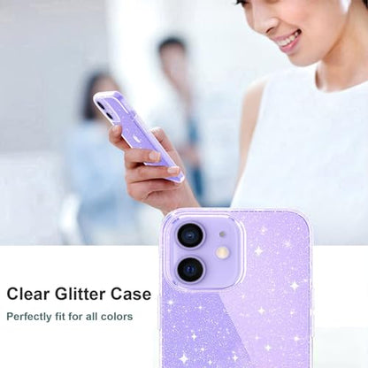JJGoo Crystal Glitter Designed for iPhone 12 Case/for iPhone 12 Pro Case for Women, Sparkle Bling Shockproof Protective Thin Slim Case (6.1”) 2020, Clear Glitter - color: Bling