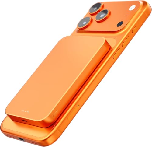 Magnetic Portable Charger – Industry-First Titanium Power Bank, 10,000mAh Ultra-Slim 0.5-Inch Design, 20W Fast Charging Battery Pack for iPhone 17/16/15/14/13/12/Air Series - color: Cosmic Orange