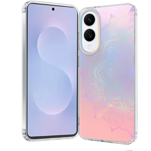 for Samsung Galaxy S25 Edge Case: Clear Matte Cute Flowers Floral Design for Girls Women Slim Flexible TPU Bumper Shockproof Silicone Cell Phone Cover (Rainbow Mandala) - color: Rainbow Mandala, size: for Galaxy S25 Edge