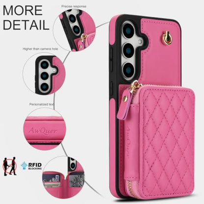 Asuwish Phone Case for Samsung Galaxy S25 5G Wallet Cell Cover with Tempered Glass Screen Protector Wrist Crossbody Strap Stand RFID Blocking Credit Card Holder S 25 25S G5 SM-S931U Women Girls Pink - color: Pink