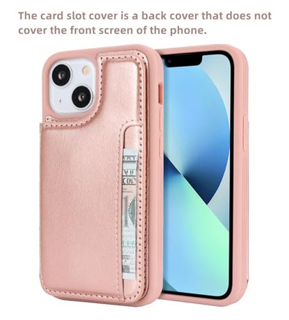 iCoverCase Compatible with iPhone 13 Mini Case with Card Holder, Wallet Phone Case for Women Men RFID Blocking PU Leather Protective Case 5.4 Inch (Rose Gold) - color: Rose Gold