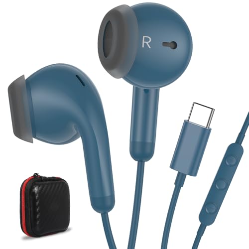 USB C Earbuds Headphones for iPad 10th Gen for iPhone Duo 18 Pro 17 15 Blue - color: Lake Blue