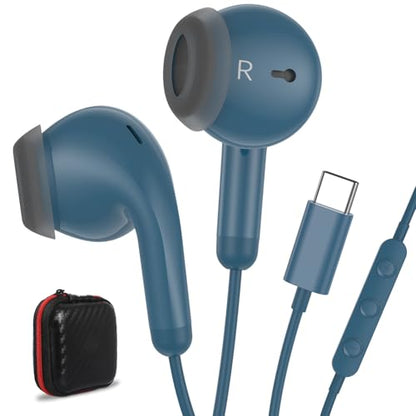 USB C Earbuds Headphones for iPad 10th Gen for iPhone Duo 18 Pro 17 15 Blue - color: Lake Blue