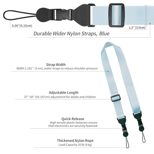 FIEIL 5 Pack Nylon iPad Strap, Adjustable Camera Neck Strap, Comfortable Shoulder Strap for iPad, Cellphone Tablet, Camera, Laptop, Binocular, Luggage Bag(Blue Universal Neck Lanyard) - size: 5 Pack Blue