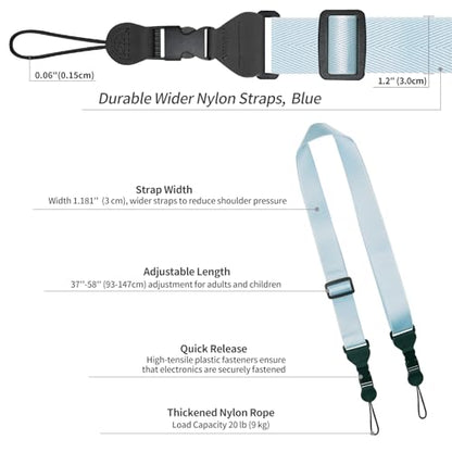 FIEIL 5 Pack Nylon iPad Strap, Adjustable Camera Neck Strap, Comfortable Shoulder Strap for iPad, Cellphone Tablet, Camera, Laptop, Binocular, Luggage Bag(Blue Universal Neck Lanyard) - size: 5 Pack Blue