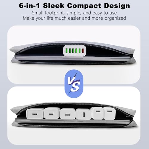 USB Charger Block, 6-in-1 50W Charging Blocks, Fast USB Wall Charger Plug
