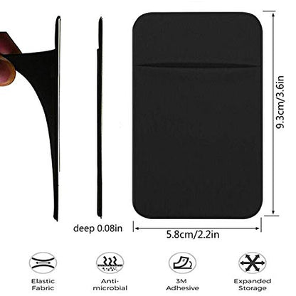 ACKLLR 3 Pack Cell Phone Card Holder with Adhesive Sticker for Back of Phone, Stretchy Fabric Card Sleeves ID Credit Card Pocket Stick On Wallet for Android Smartphones