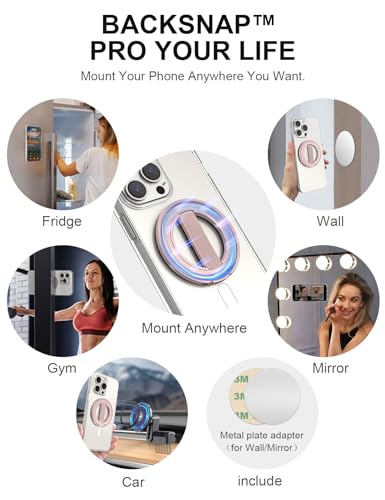 EWA MagOne Ultra for Magsafe Phone Grip Kickstand [Replaceable Elastic Finger Loop], Mag Safe Ring Holder Stand, Two-Sided Magnetic Phone Accessories for iPhone 17,16,15,14,13,12 Pro/Max/Plus-RoseGold - color: Rosegold