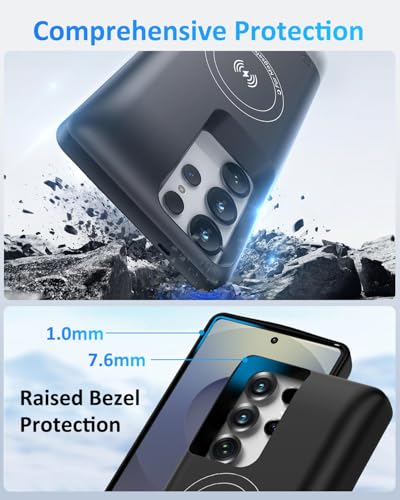 Battery Case for Samsung Galaxy S25 Ultra 10000mAh,GAN-Tech Magnetic Rechargeable Extended Charge Qi Wireless Charging Case, Portable Protective Power Bank for Galaxy S25 Ultra Black