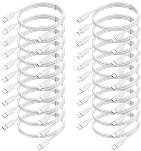 USB-C to USB-C Cable 3FT 20-Pack, USBC Cable Fast Charging & Data & Carplay - color: White, size: 3FT