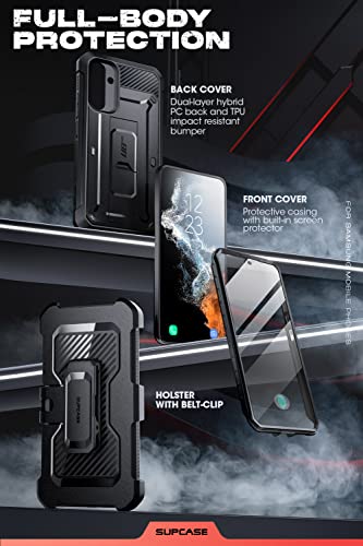 SUPCASE for Samsung Galaxy A54 5G Case with Kickstand, Black | Built-in Screen Protector, Rotatable Belt-Clip, Military-Grade Drop Protection, Full-Body Rugged, Unicorn Beetle Pro - size: Galaxy A54 5G