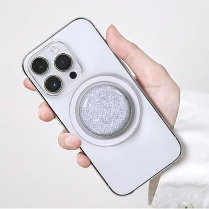 Magnetic Phone Grip Stand, Silver Sparkle Glitter Collapsible Expanding Holder for Smartphones & Tablets - size: Silver Sparkle Glitter