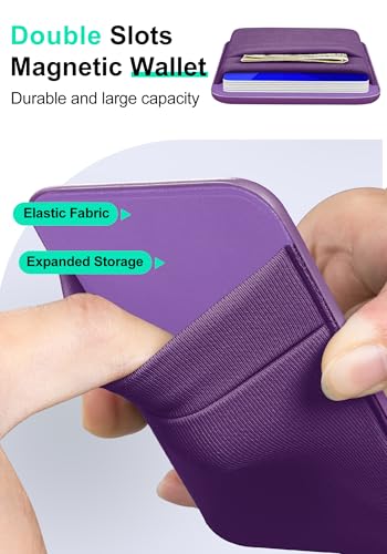 Senose Purple Magnetic Wallet, Slim Magnet Phone Wallet for Back of Phone | Compatible for Magsafe Wallet iPhone 17/16/15/14/13/12 Pro Max Plus Air Series, 1 Card Slot, 1 Cash Slot, Dark Purple - color: Dark Purple