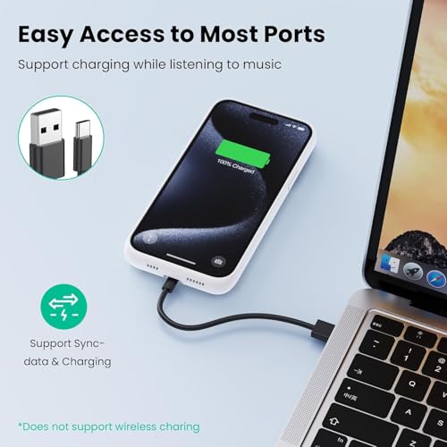 Battery Case for iPhone 15 Pro Max,Powerful 8600mah Ultra-Slim Protective Charging Case,15W Fast Charging Portable Rechargeable Expandable Battery Charger Cover for iPhone 15 Pro Max(6.7inch)-White - color: White