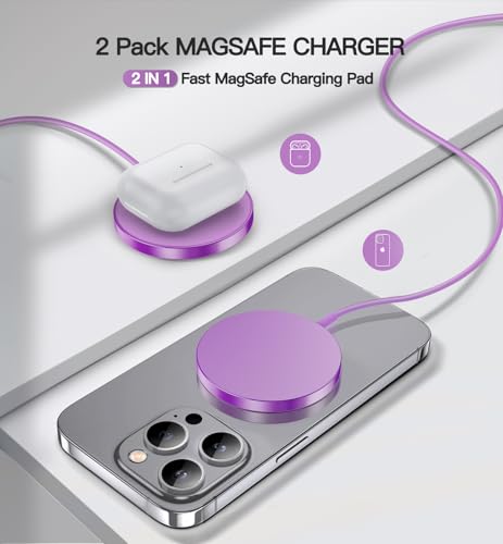 Magnetic Wireless Charger, 2-Pack 15W Fast Mag-Safe Stand for iPhone 17-12 - color: Purple Magnatic Charger