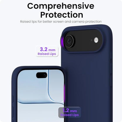 ORNARTO for iPhone Air Case 6.5", Slim Liquid Silicone 3 Layers Soft Gel Rubber Shockproof Protective Cover with Anti-Scratch Microfiber Lining-Navy Blue - color: Navy Blue