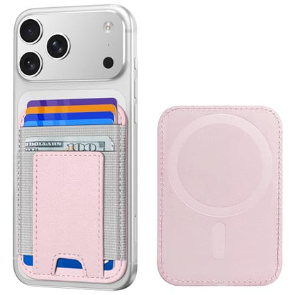 Upgraded for Magsafe Wallet, 7 Card Holder, RFID Blocking, Strongest Magnet - color: Pink-Upgraded